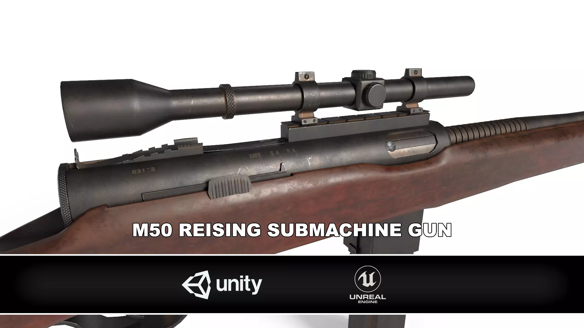 M50 Reising Submachine Gun Low-poly 3D model_0