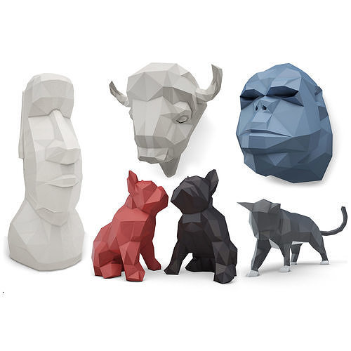 Origami Sculpture Animals Collection Marokka 3D model