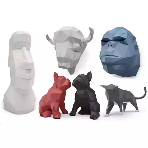 Origami Sculpture Animals Collection Marokka 3D model