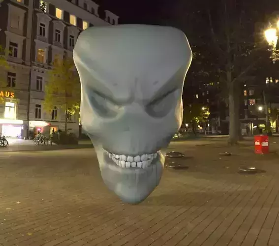 Skull model alien head in sky