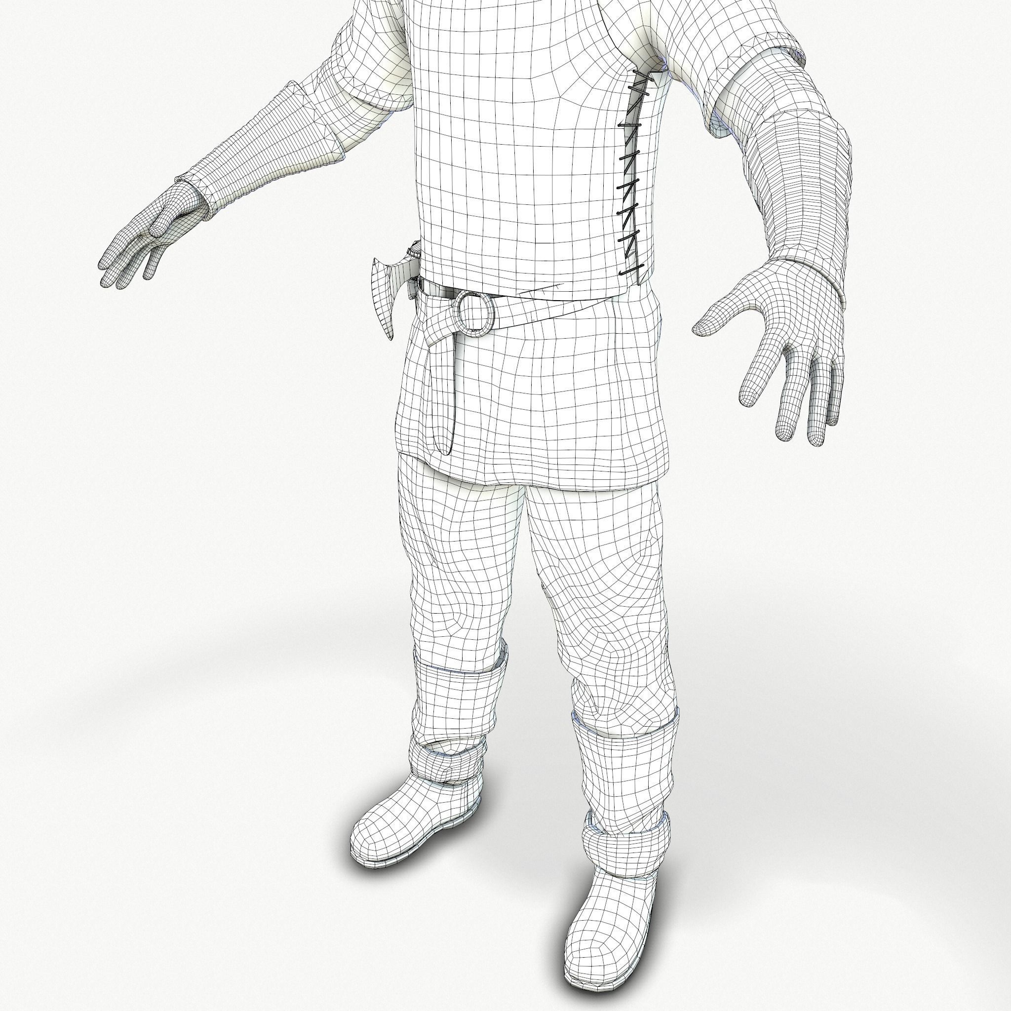 Viking warrior Low-poly 3D model_9