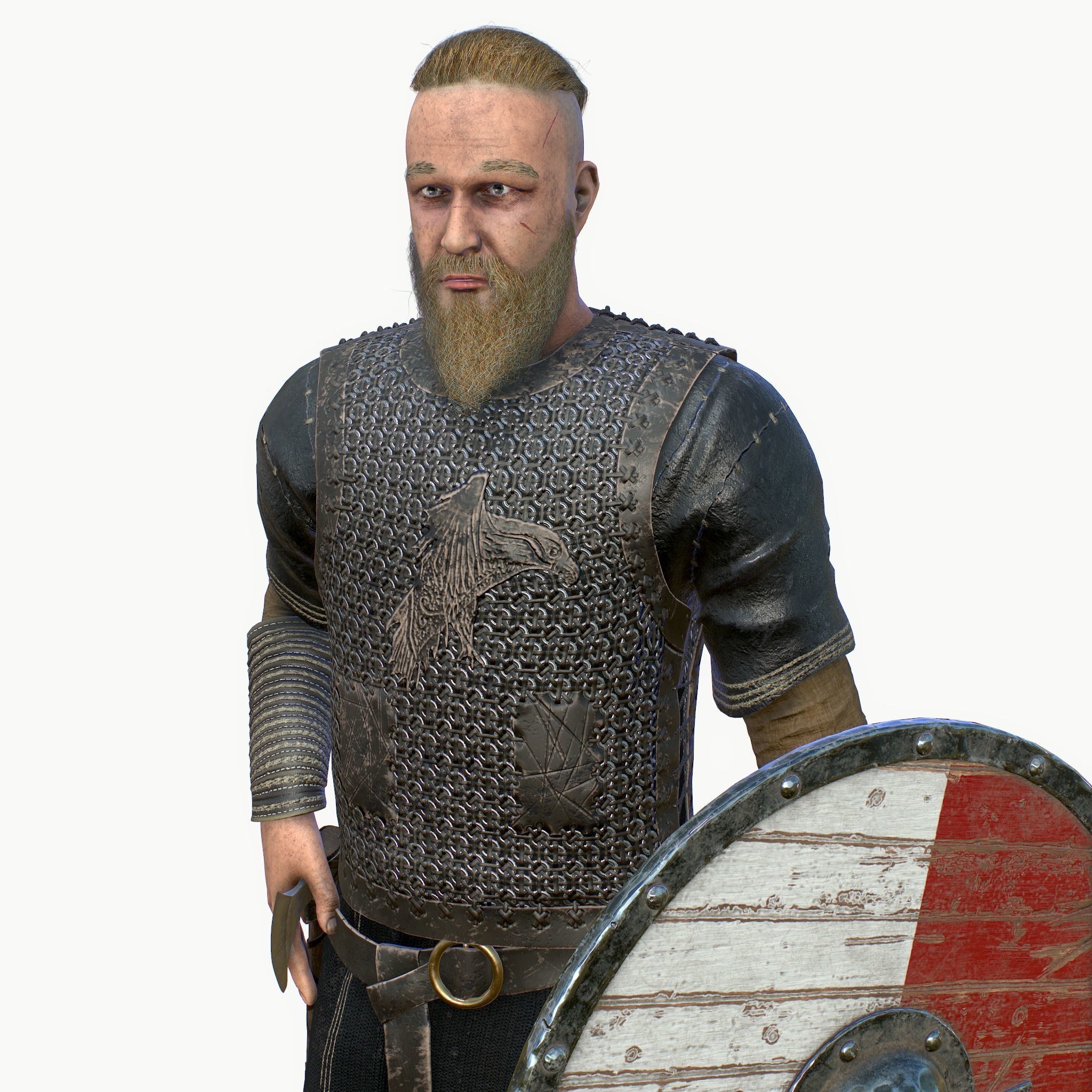 Viking warrior Low-poly 3D model_4