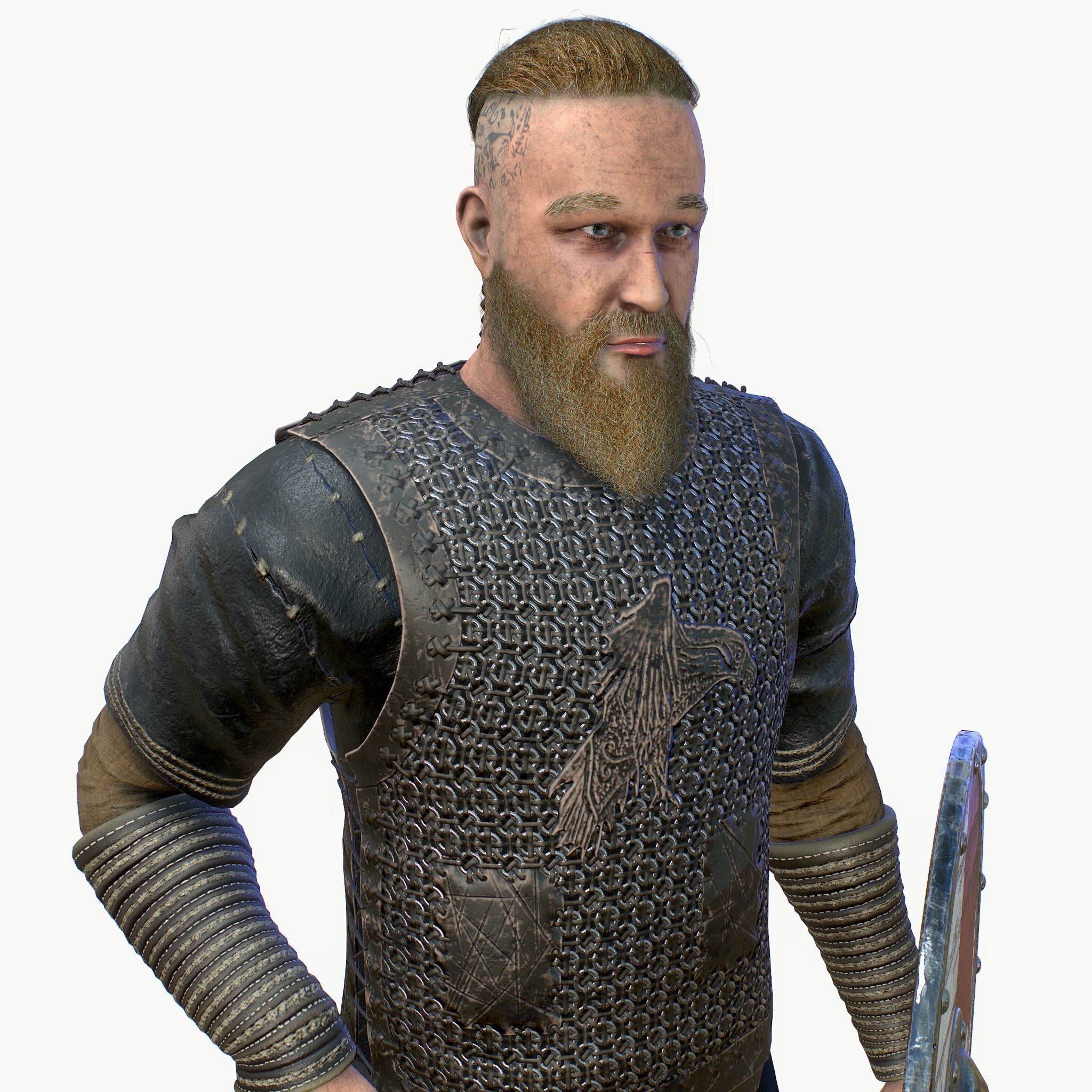 Viking warrior Low-poly 3D model_1