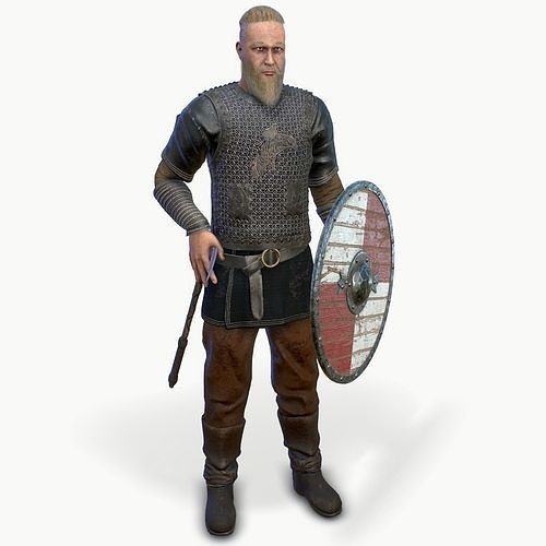 Viking warrior Low-poly 3D model