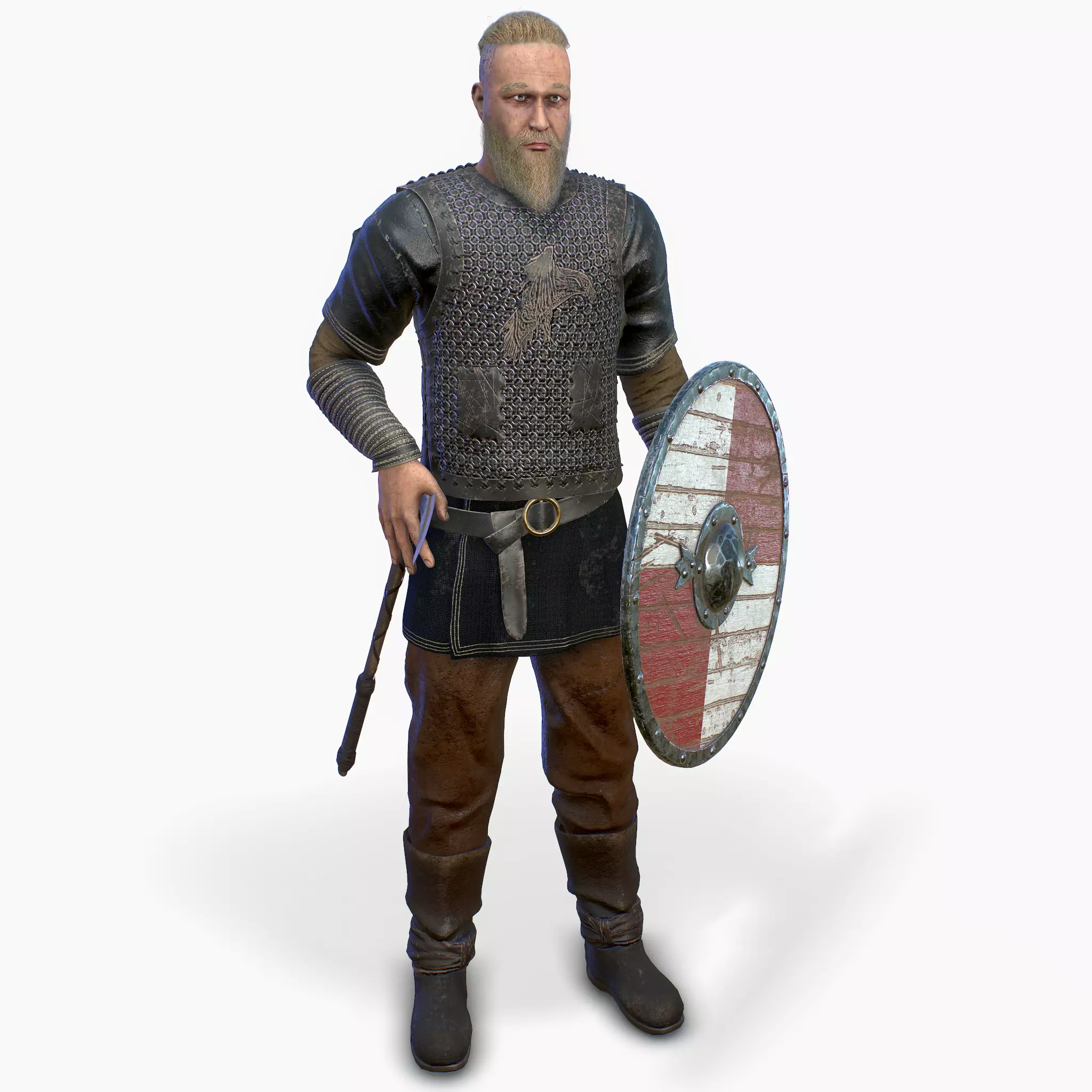 Viking warrior Low-poly 3D model_0