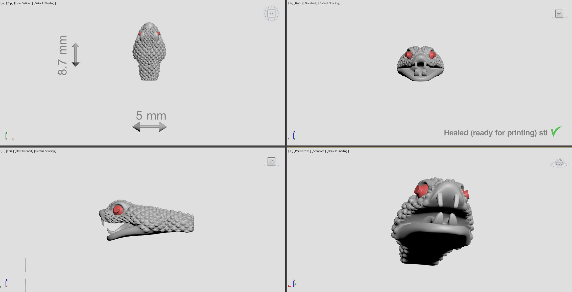 Snake head 3 - Best for jewelry 3D print model_1