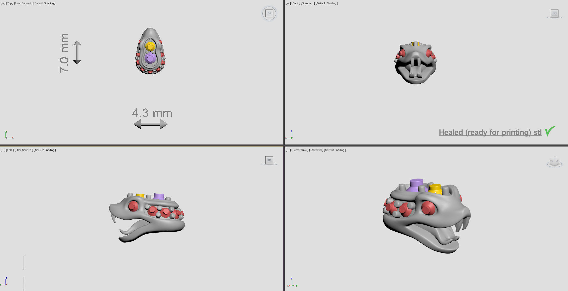 Snake head 4 - Best for jewelry 3D print model_1