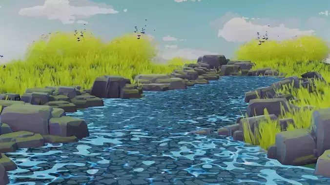 Stylized painterly river