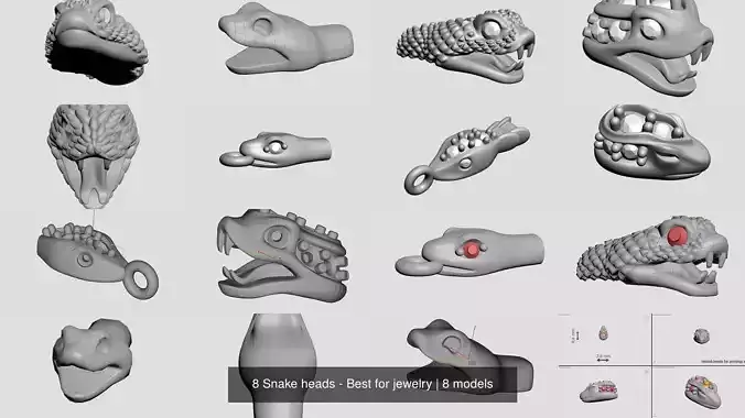 8 Snake heads - Best for jewelry