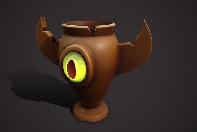 Horned urn Low-poly 3D model