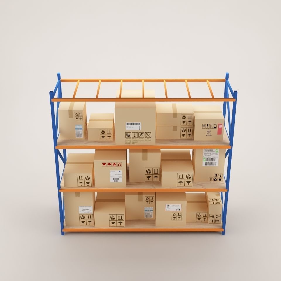 Warehouse Rack Storage 02 Low-poly 3D model_4