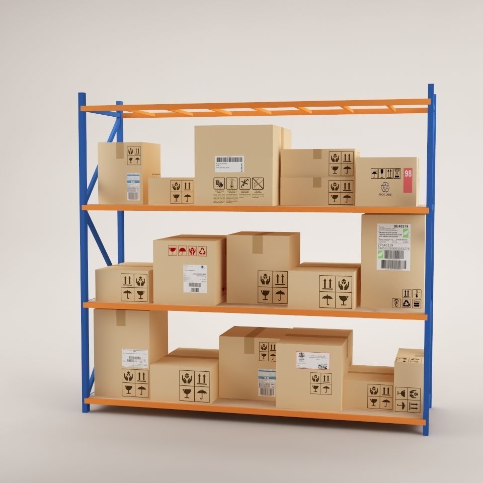 Warehouse Rack Storage 02 Low-poly 3D model_3