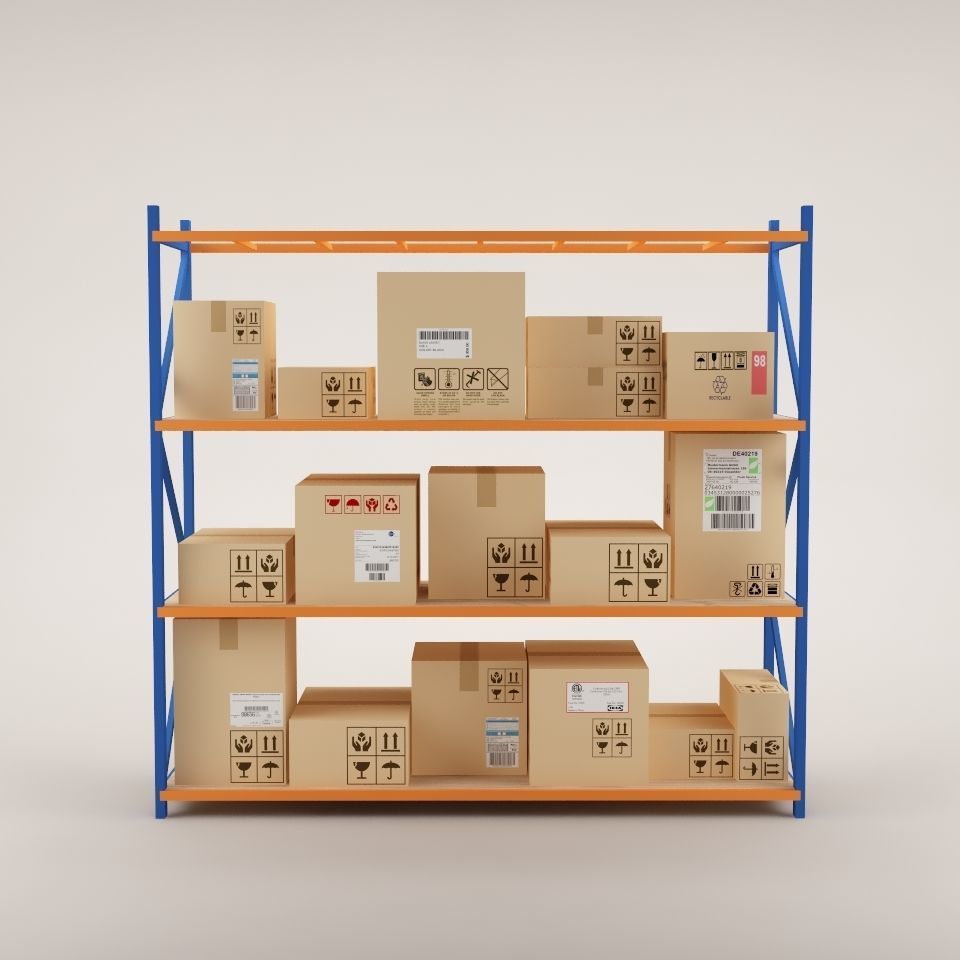 Warehouse Rack Storage 02 Low-poly 3D model_2