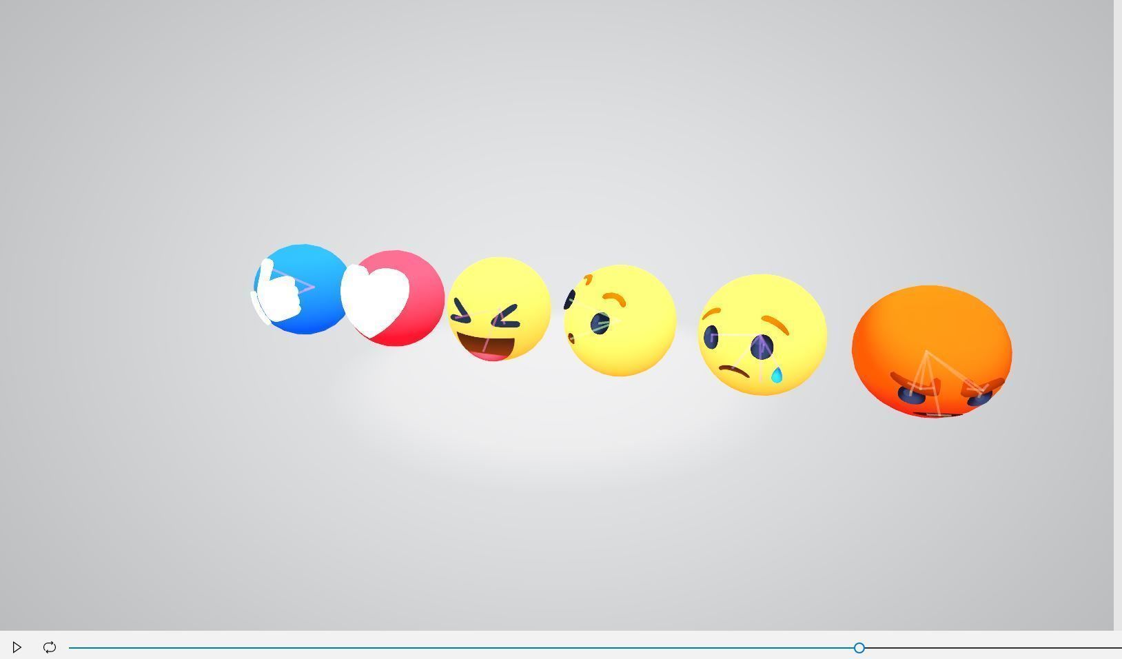 Animated Facebook Reaction Button Pack Low-poly 3D model_22