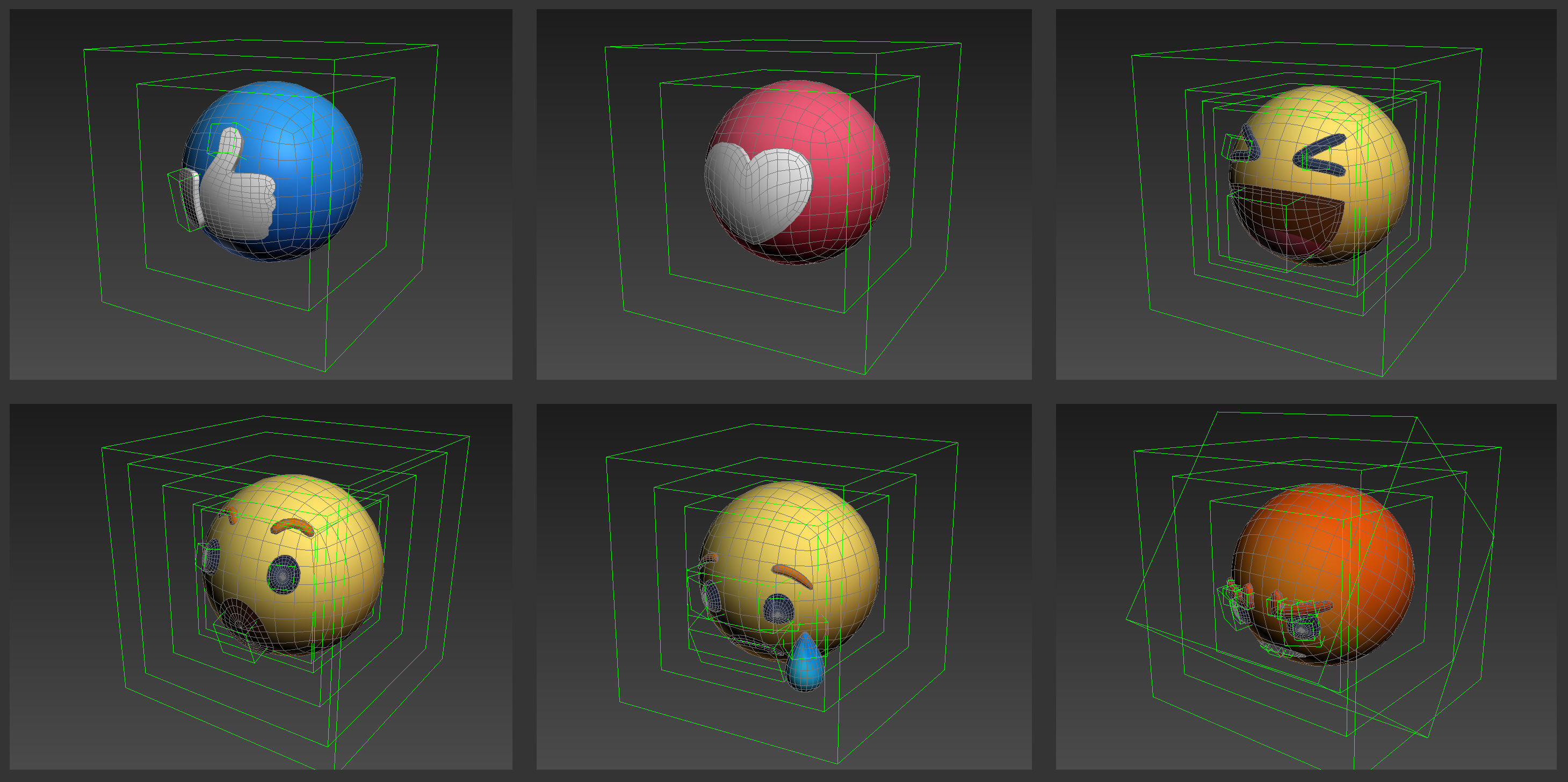 Animated Facebook Reaction Button Pack Low-poly 3D model_12