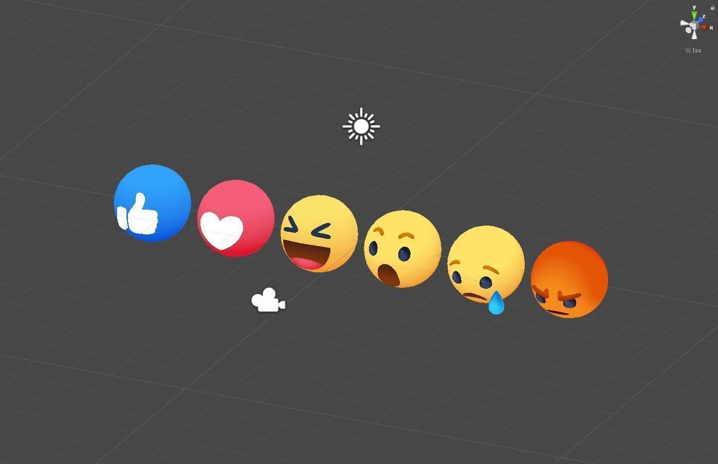 Animated Facebook Reaction Button Pack Low-poly 3D model_21