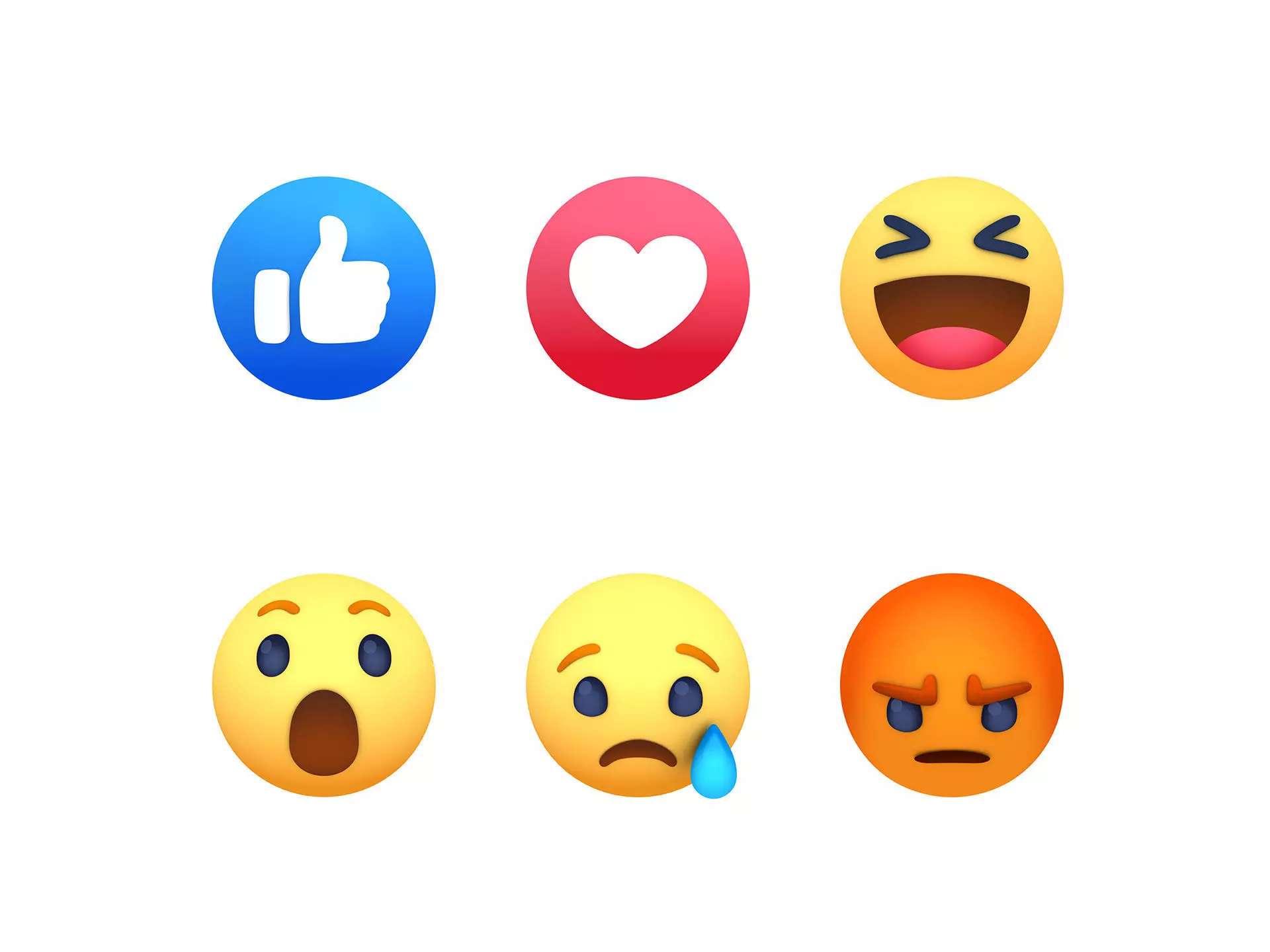 Animated Facebook Reaction Button Pack Low-poly 3D model_0
