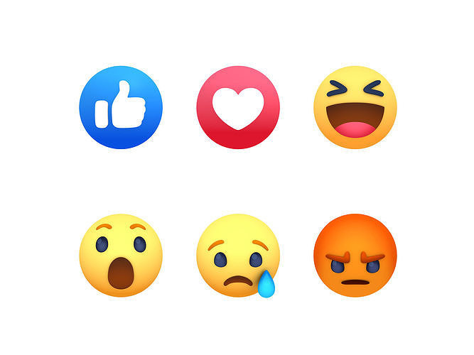 Animated Facebook Reaction Button Pack Low-poly 3D model