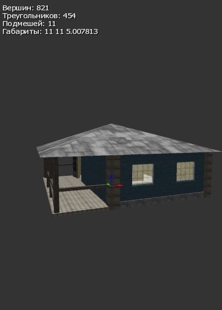 Single-room house two rooms Free low-poly 3D model_1