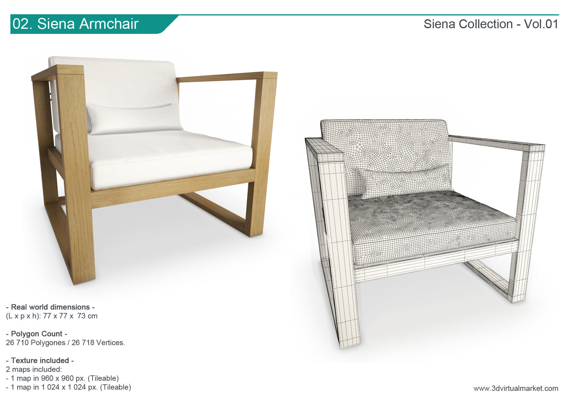 Siena Outdoor Wooden Furniture Manutti 3D model_3