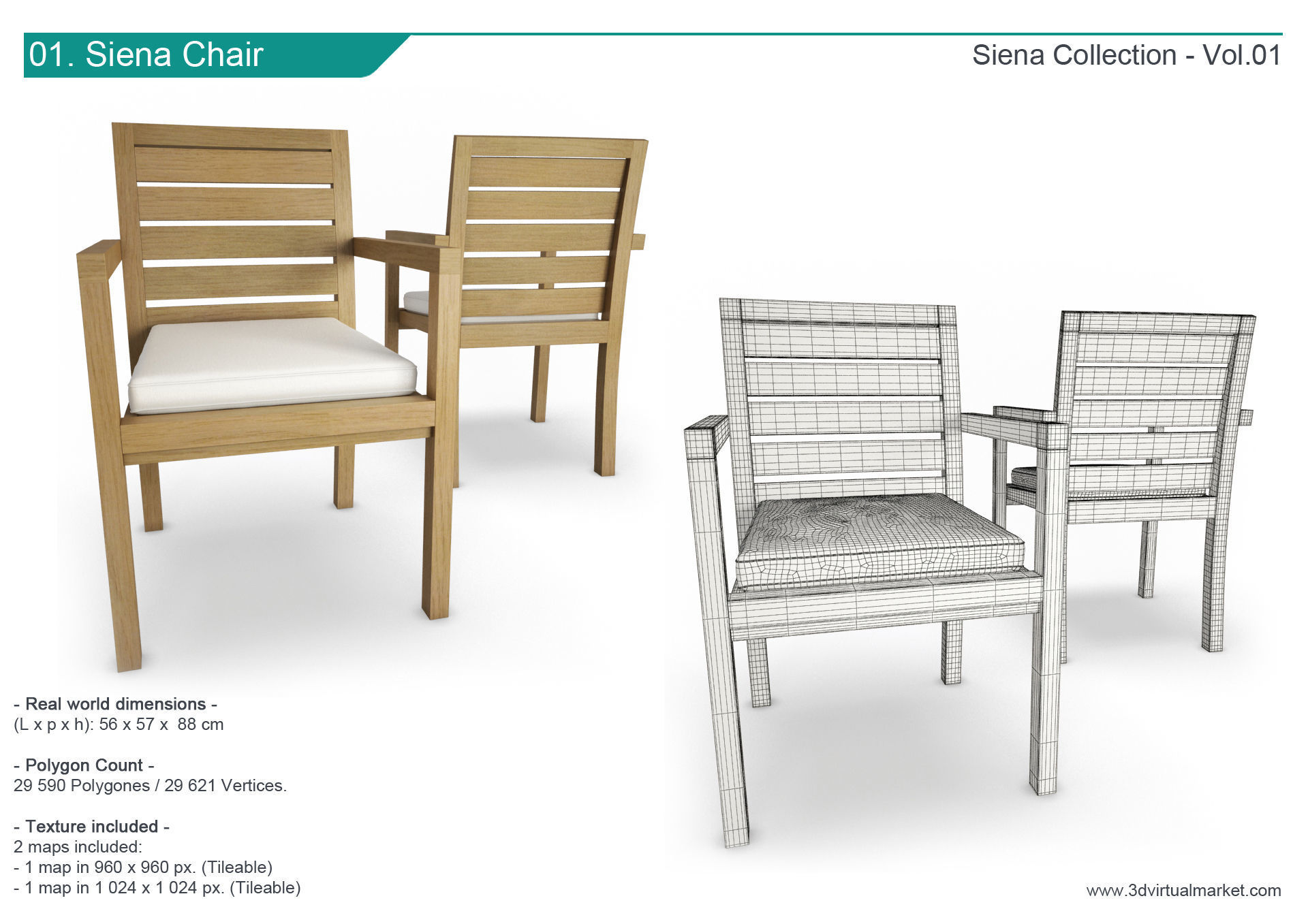 Siena Outdoor Wooden Furniture Manutti 3D model_2
