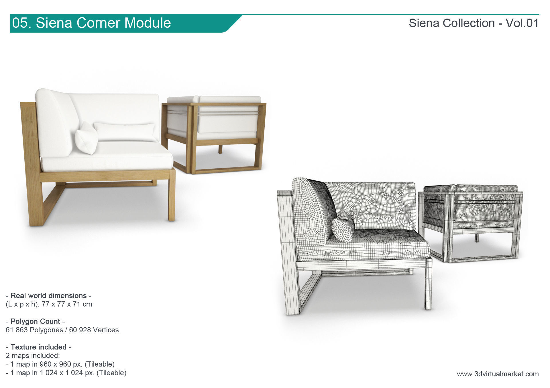 Siena Outdoor Wooden Furniture Manutti 3D model_6