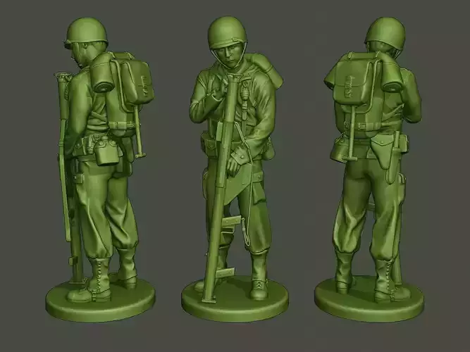 American soldier ww2 looking Bazooka A4 3D print model