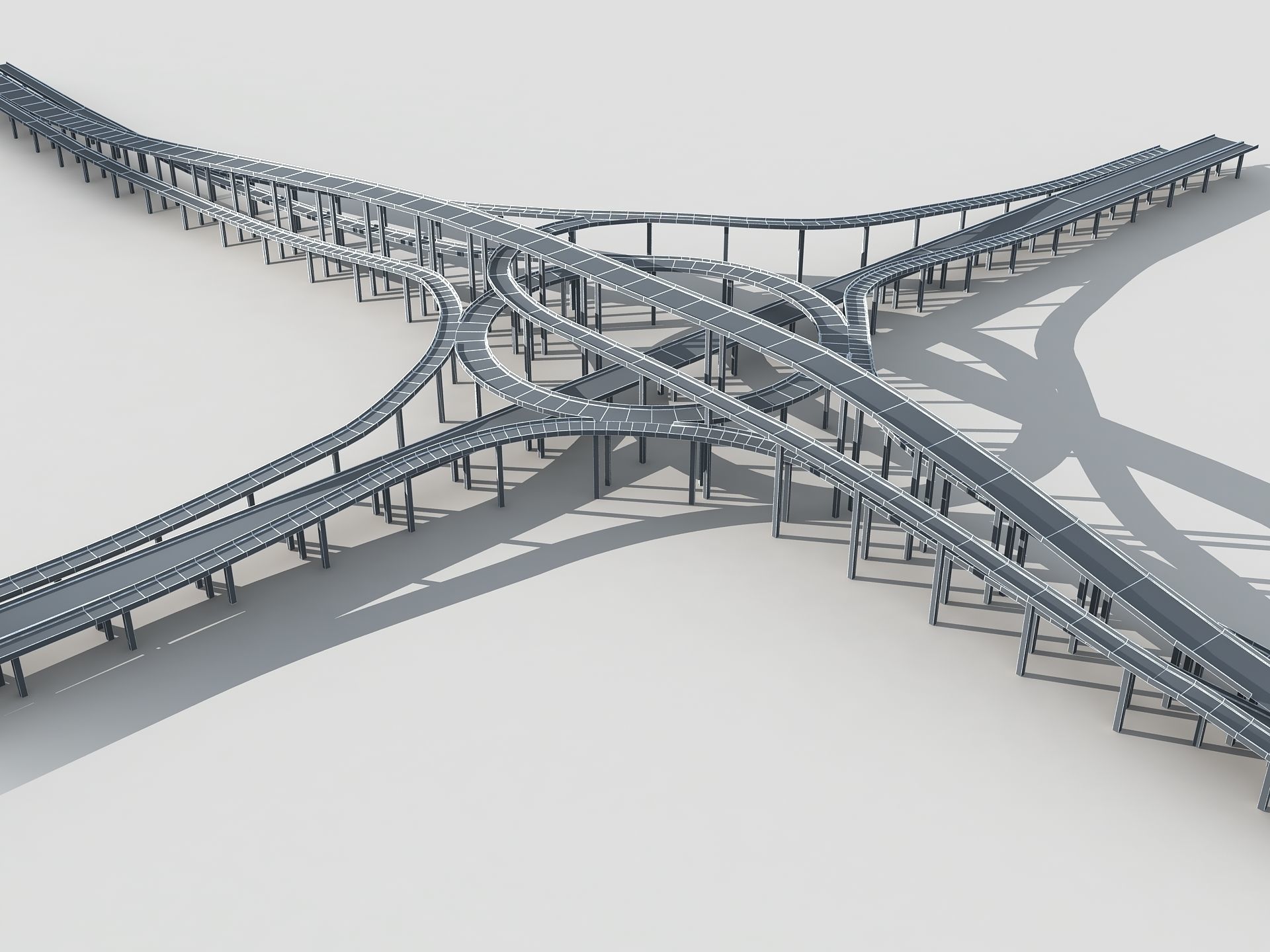 Highway Road Viaduct Flyover 05 3D model_8