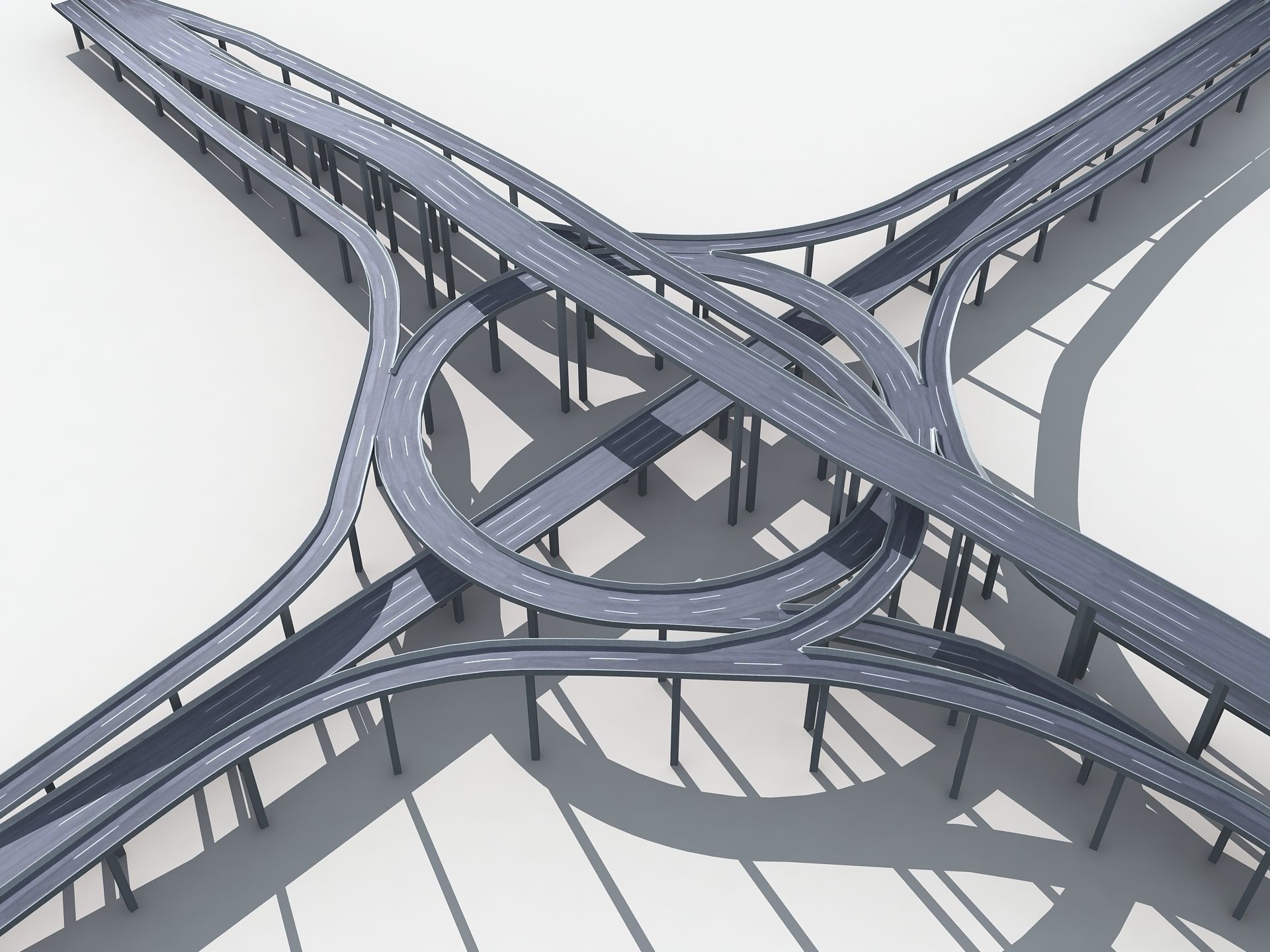 Highway Road Viaduct Flyover 05 3D model_1