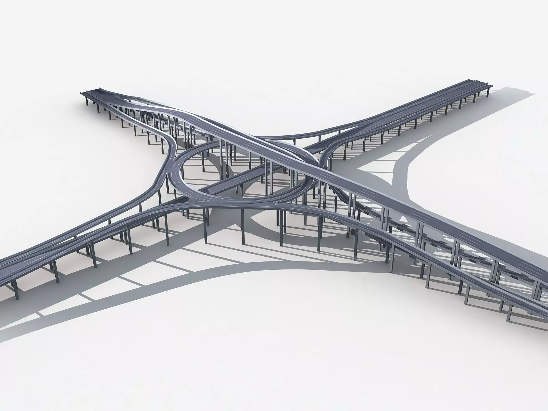 Highway Road Viaduct Flyover 05 3D model_0