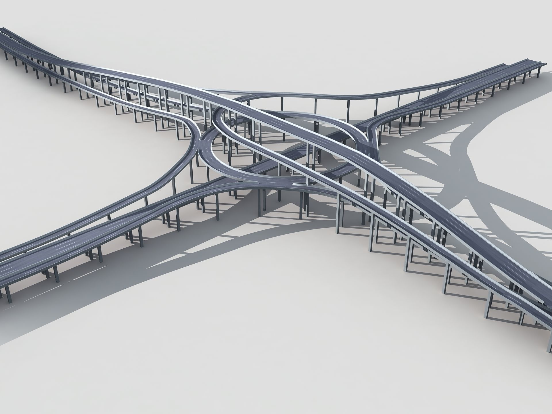 Highway Road Viaduct Flyover 05 3D model_6
