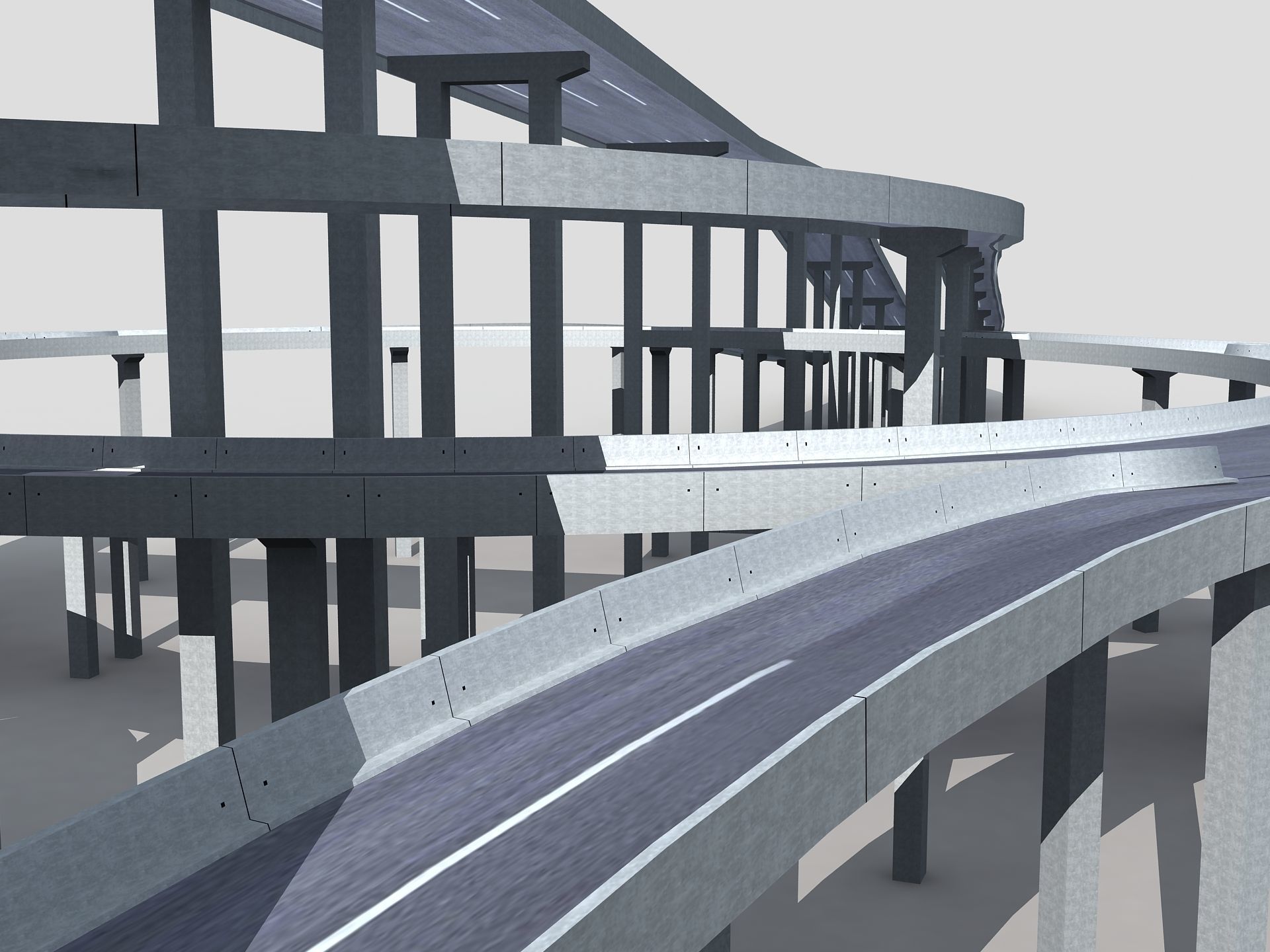 Highway Road Viaduct Flyover 05 3D model_9