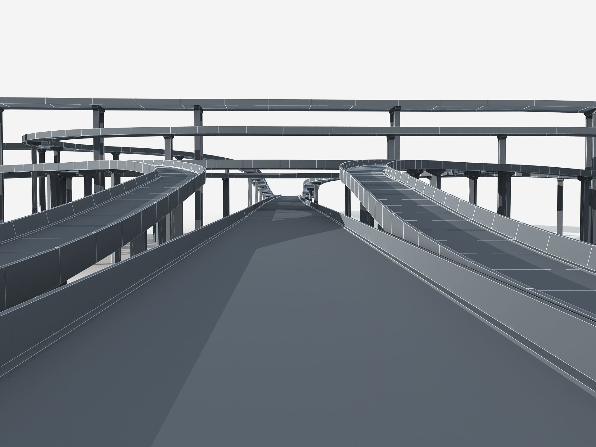 Highway Road Viaduct Flyover 05 3D model_5