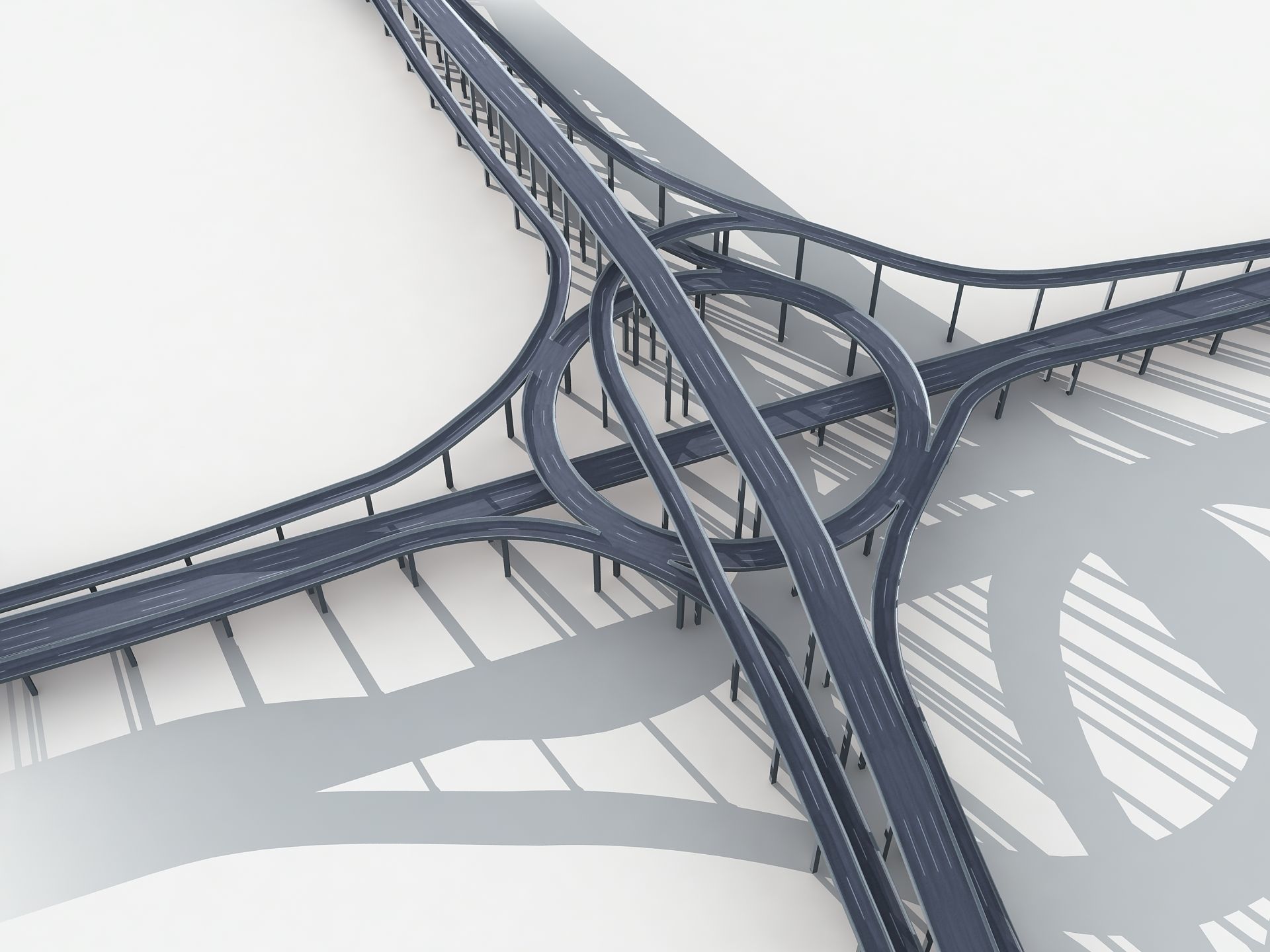 Highway Road Viaduct Flyover 05 3D model_7