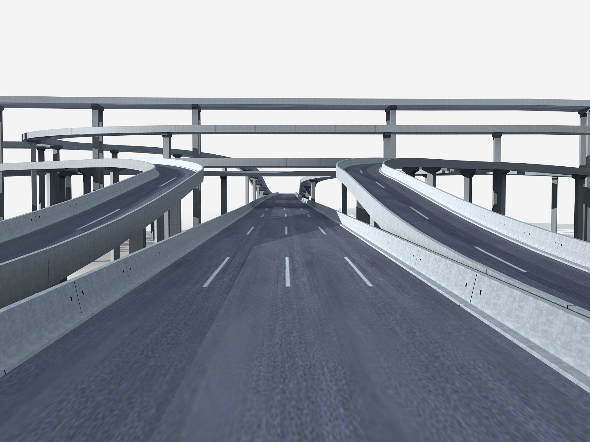 Highway Road Viaduct Flyover 05 3D model_3