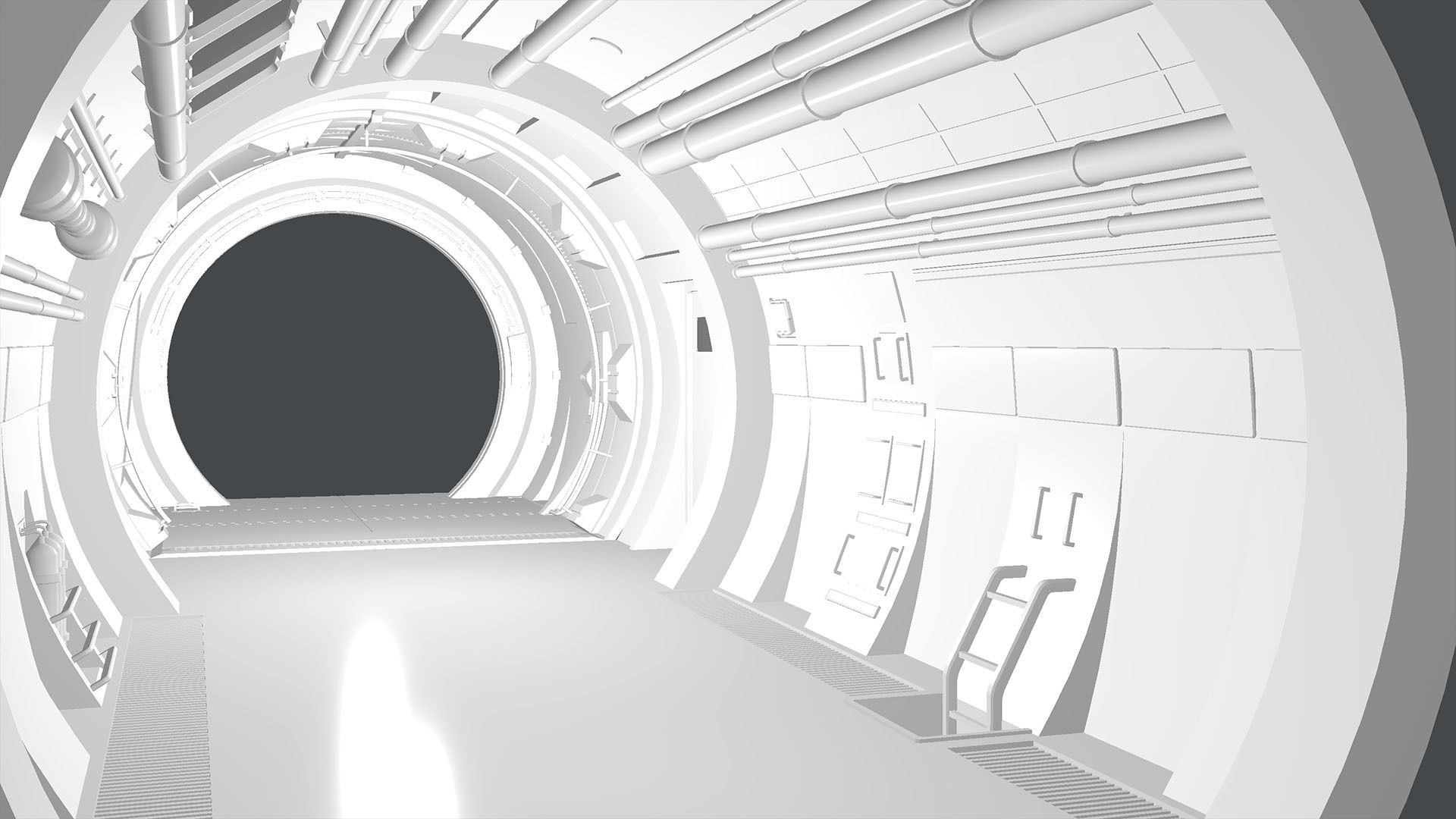 Scifi 3D Interior Corridor Lowpoly Low-poly 3D model_6
