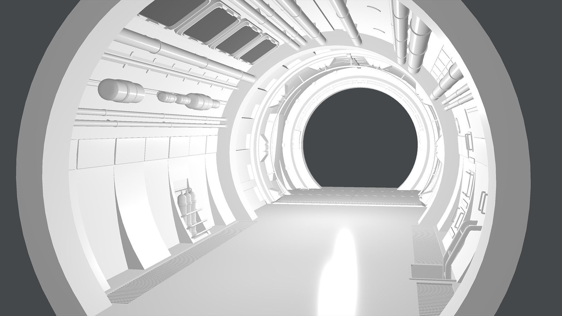 Scifi 3D Interior Corridor Lowpoly Low-poly 3D model_9