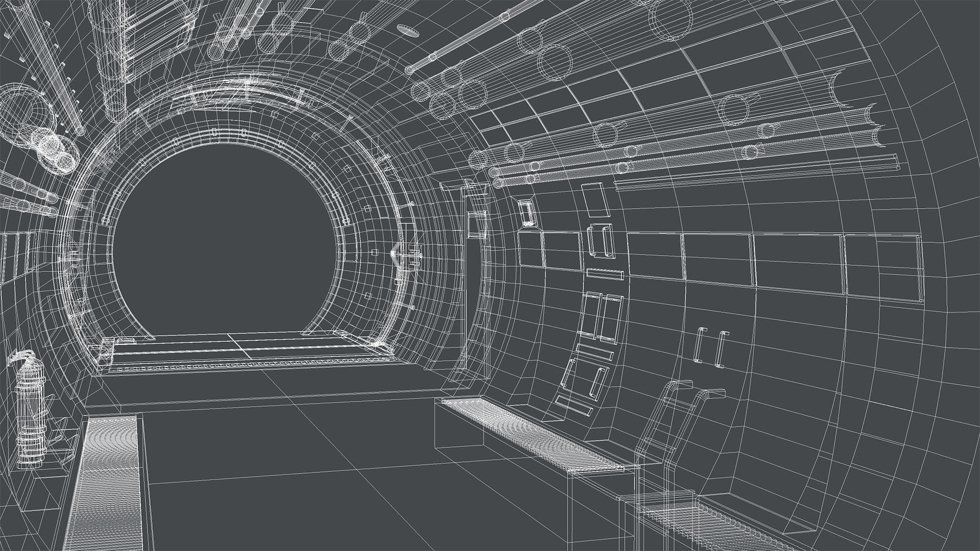 Scifi 3D Interior Corridor Lowpoly Low-poly 3D model_5