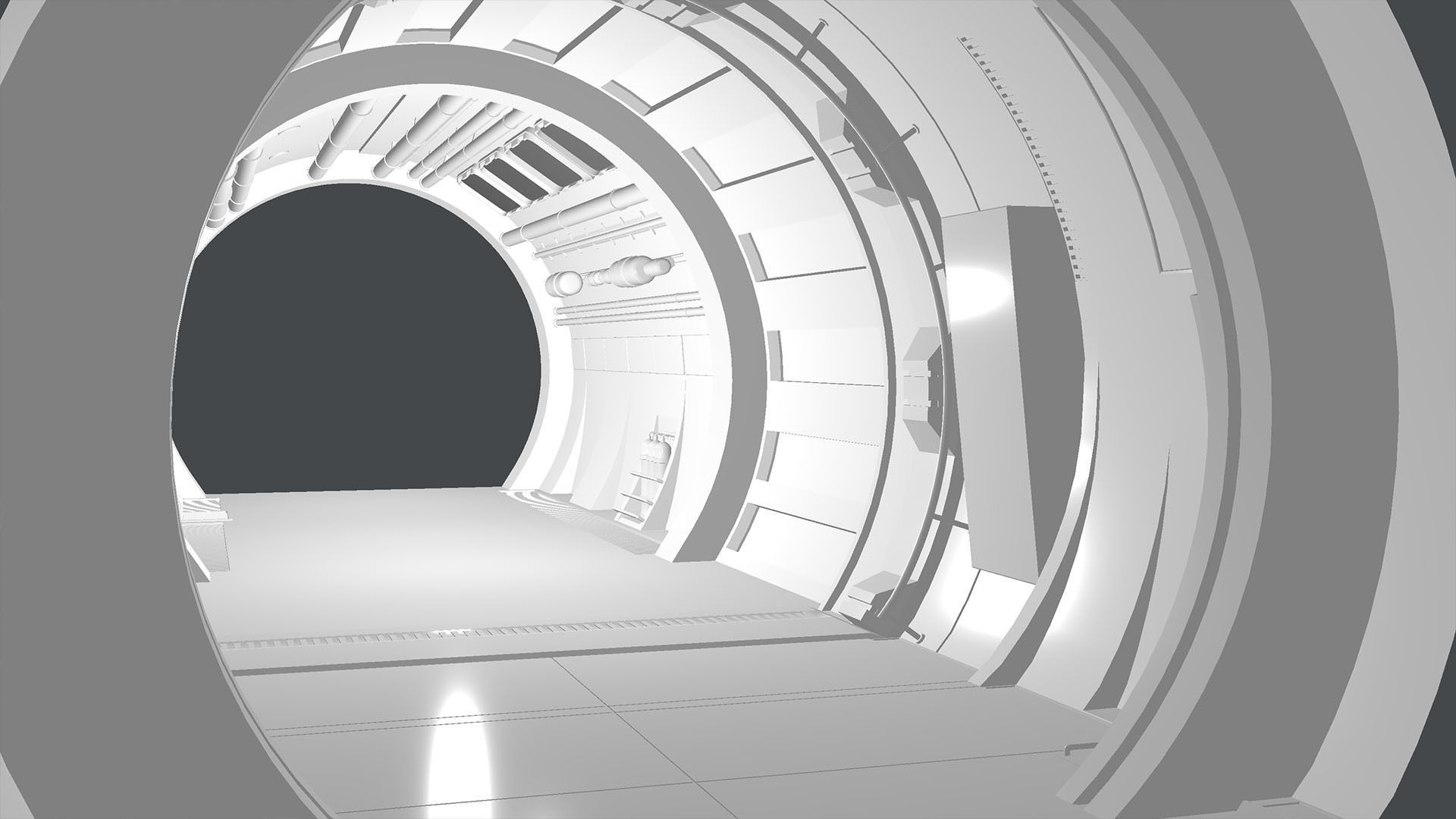 Scifi 3D Interior Corridor Lowpoly Low-poly 3D model_15