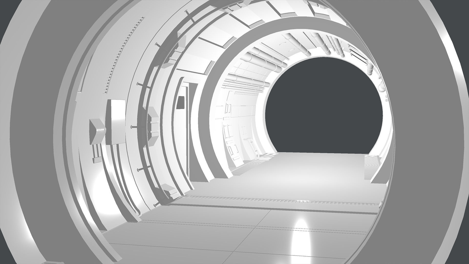 Scifi 3D Interior Corridor Lowpoly Low-poly 3D model_12