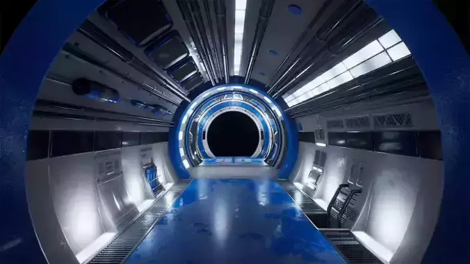 Scifi 3D Interior Corridor Lowpoly