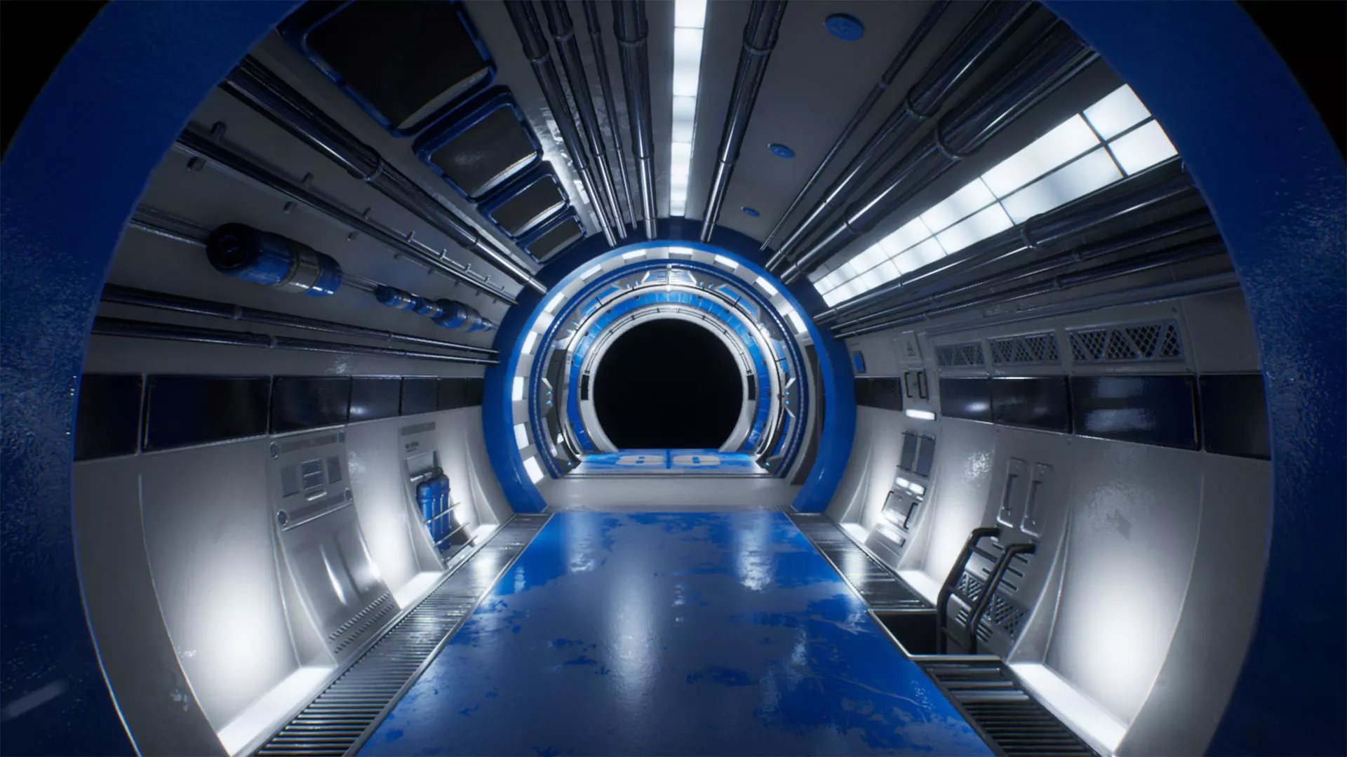 Scifi 3D Interior Corridor Lowpoly Low-poly 3D model_0