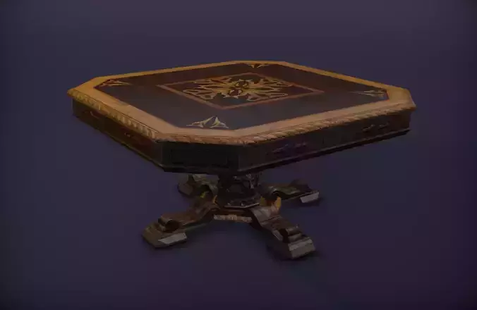 Old medieval round Table Low-poly 3D model