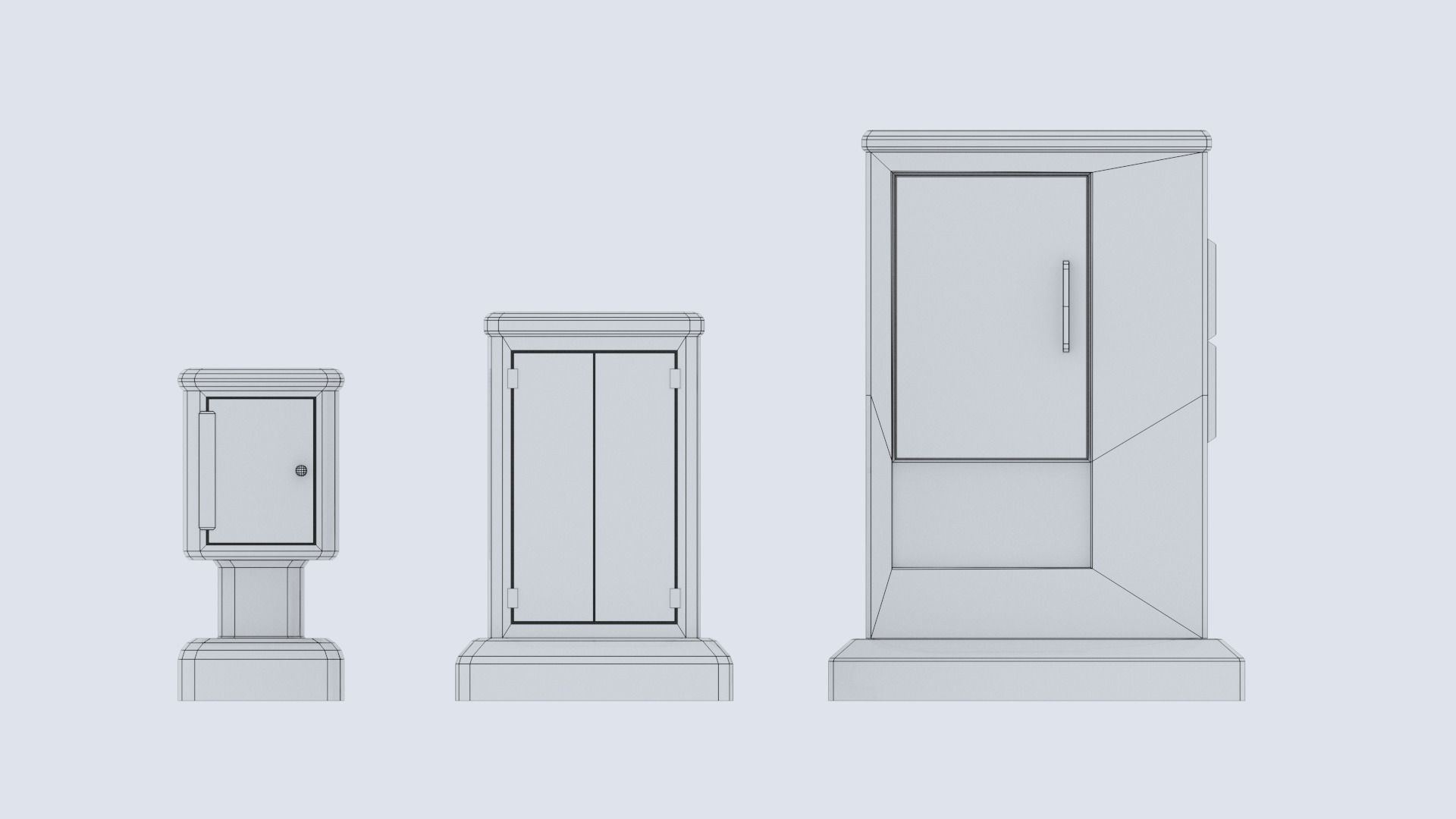 Sci-fi cyberpunk city street electrical boxes Low-poly 3D model_12