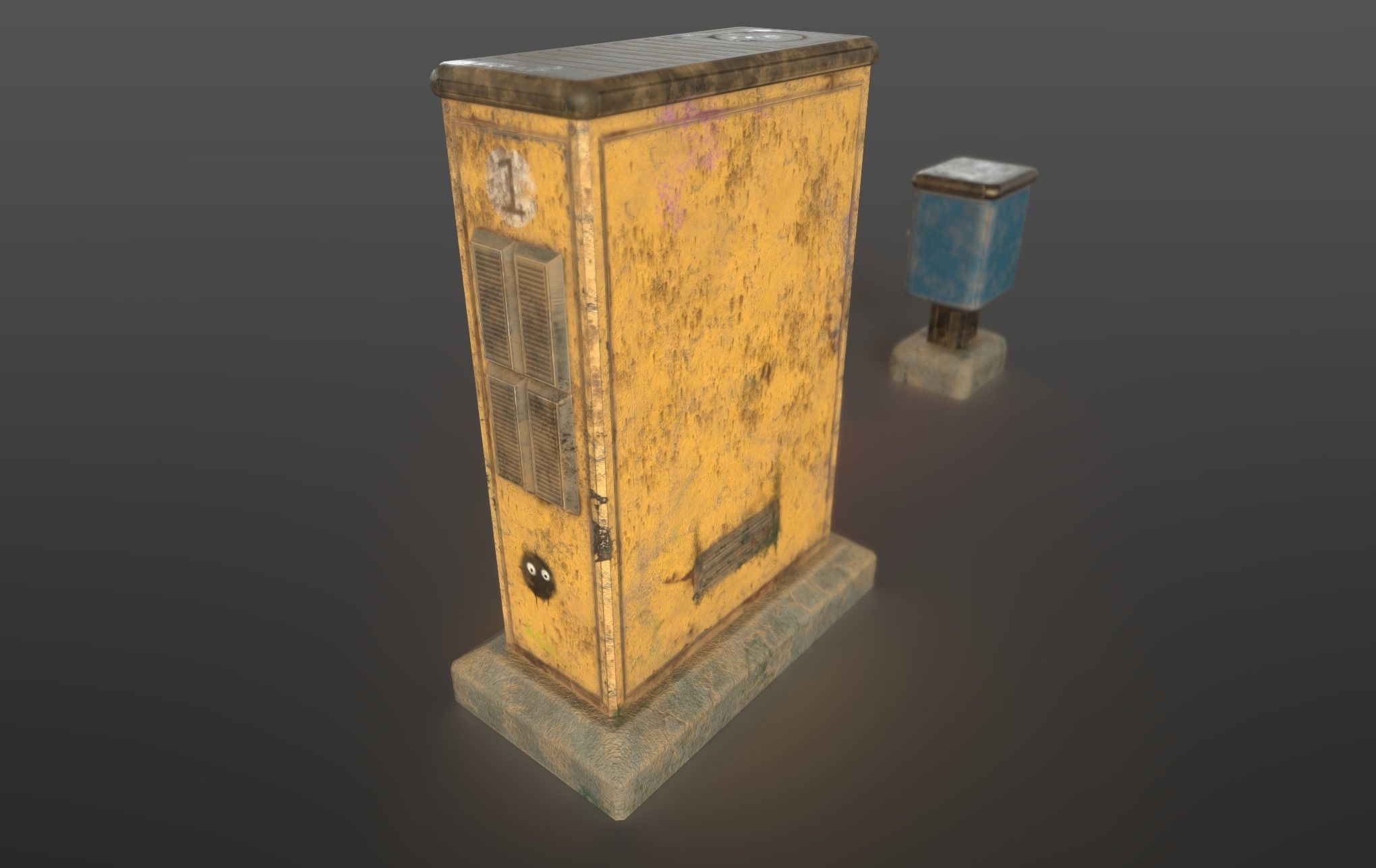 Sci-fi cyberpunk city street electrical boxes Low-poly 3D model_11