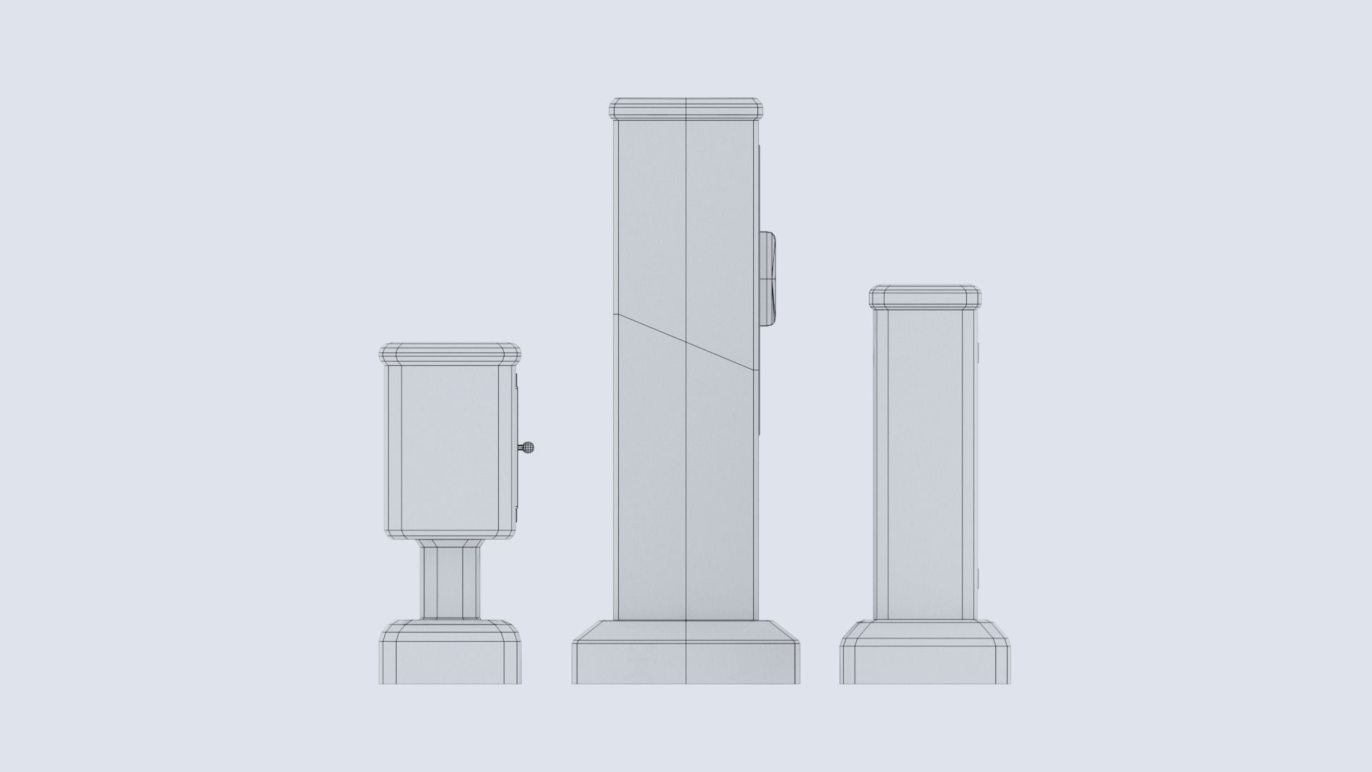 Sci-fi cyberpunk city street electrical boxes Low-poly 3D model_14