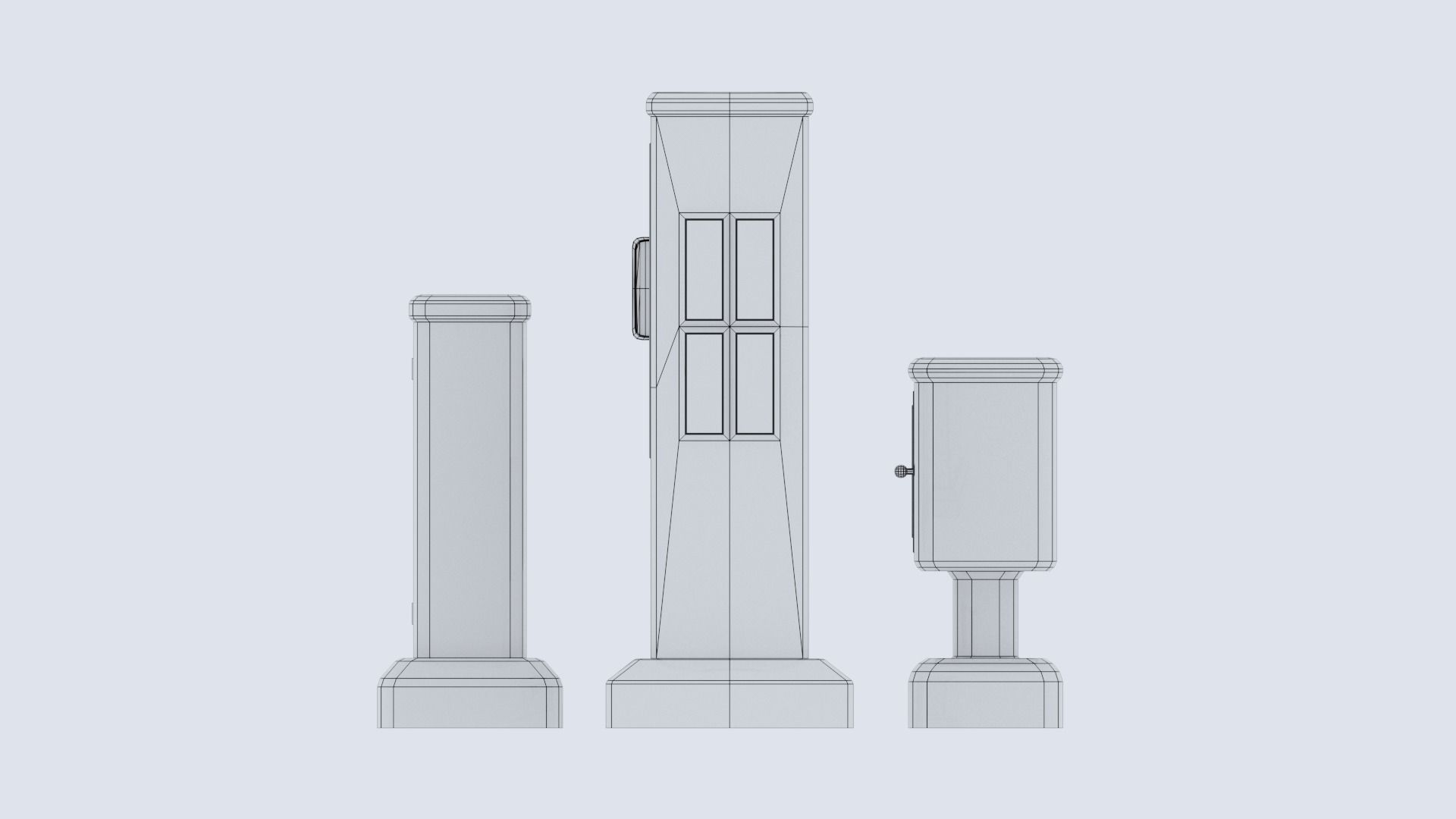 Sci-fi cyberpunk city street electrical boxes Low-poly 3D model_15