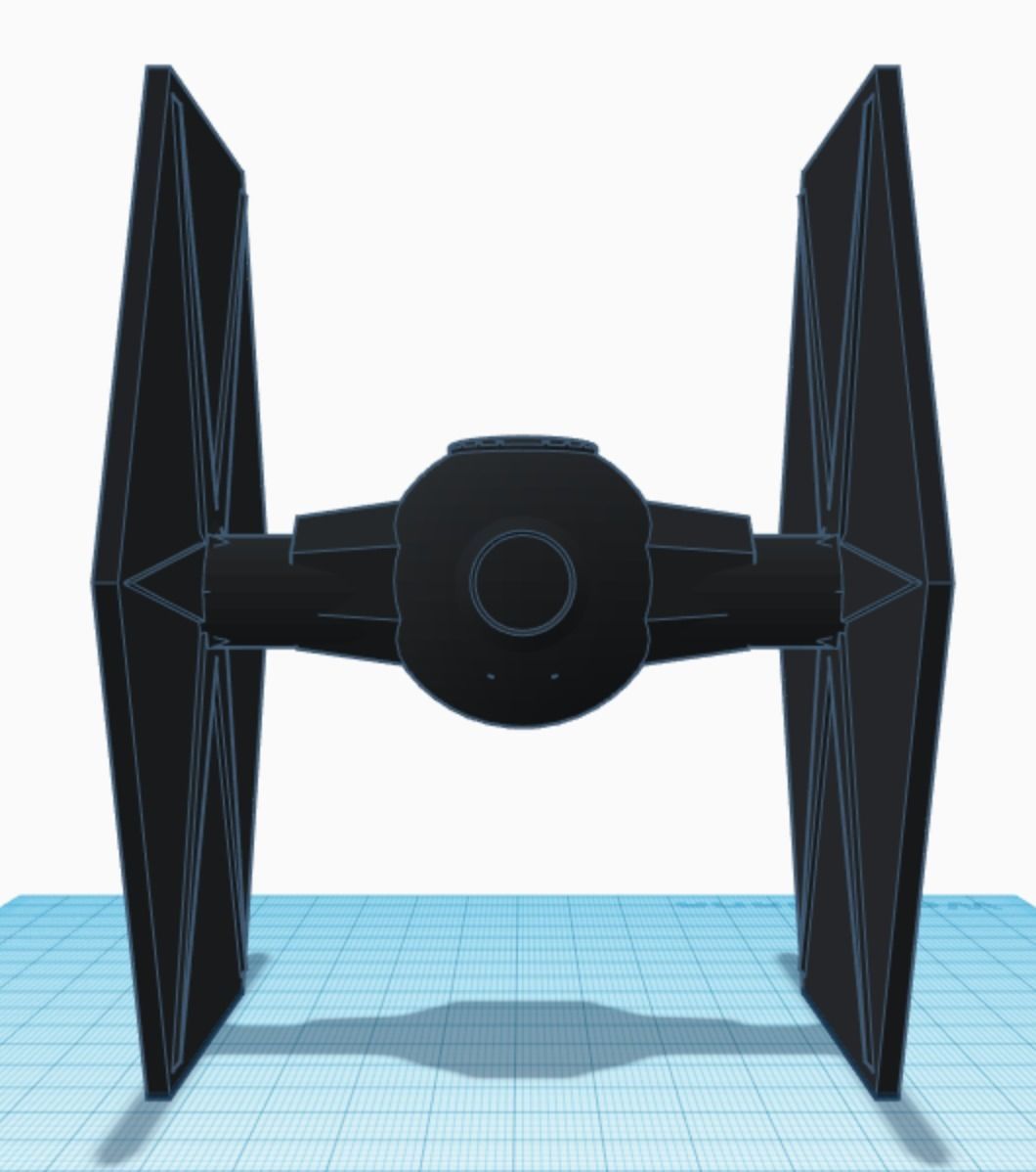Low-Poly Tie Fighter 3D print model_3