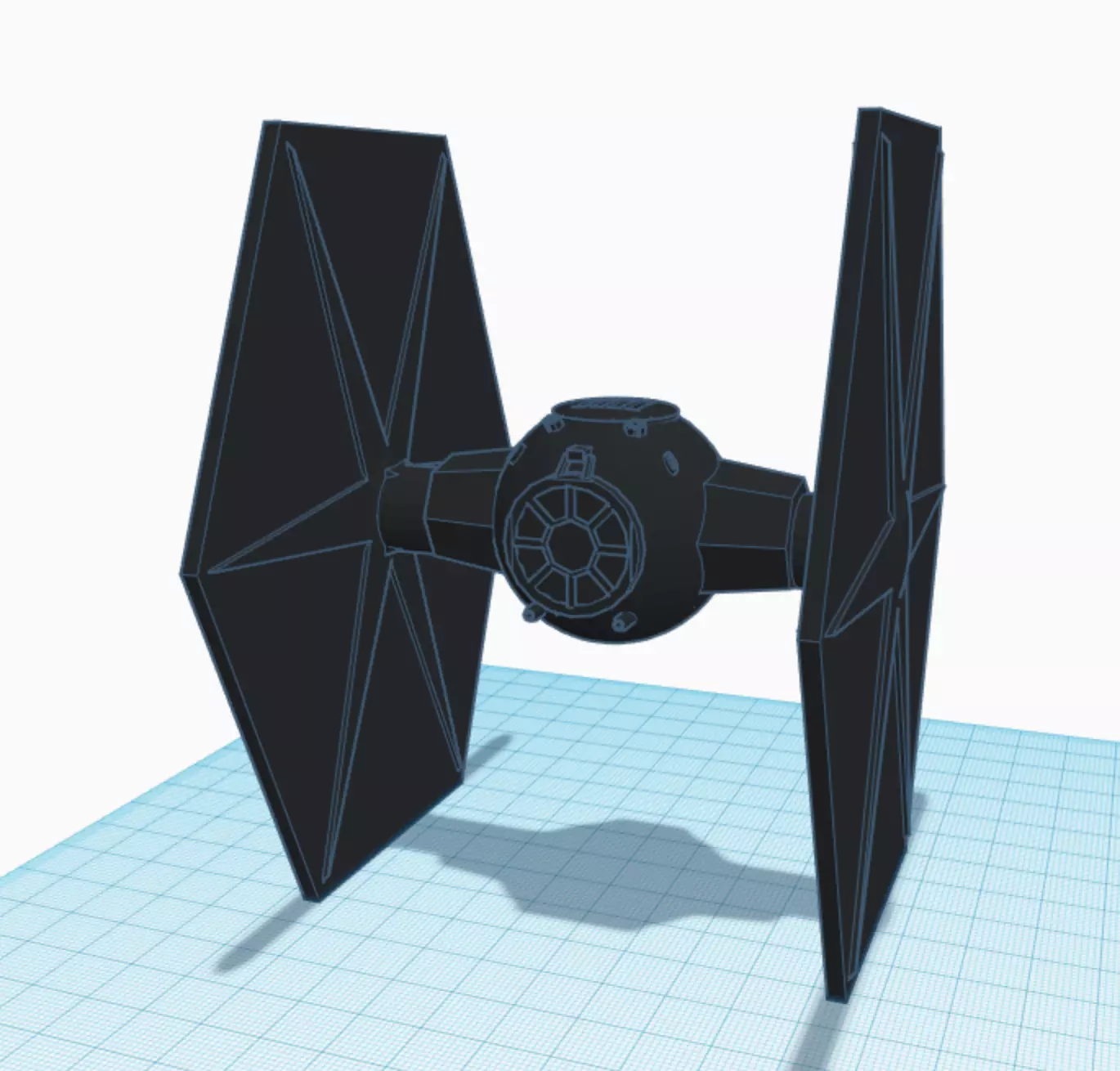 Low-Poly Tie Fighter 3D print model_0