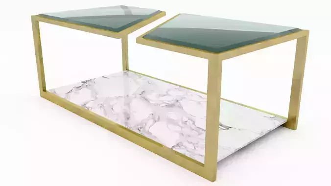 Gold and Marble Coffee Table - 3ds Max
